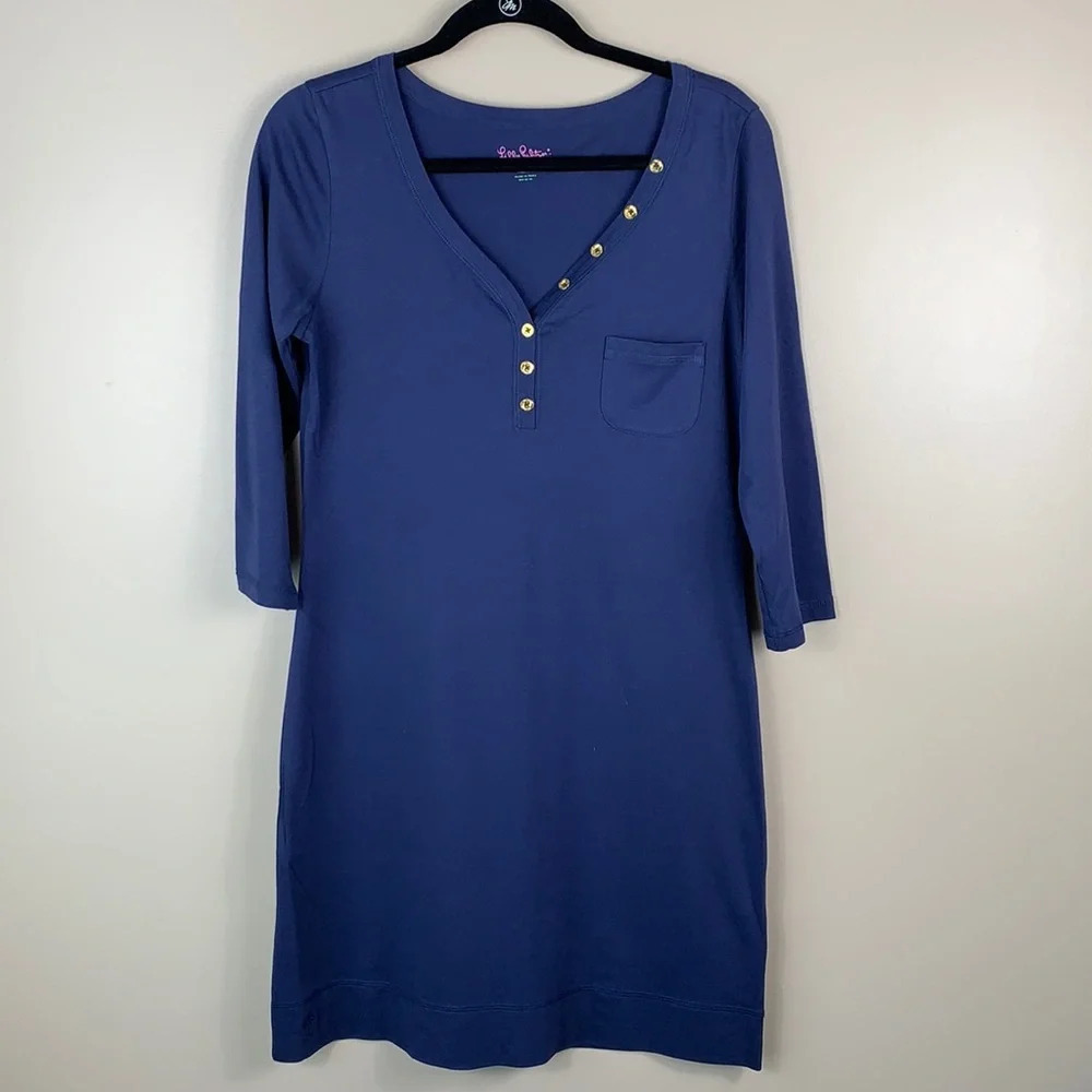 Lilly Pulitzer navy cotton 3/4 sleeve dress med